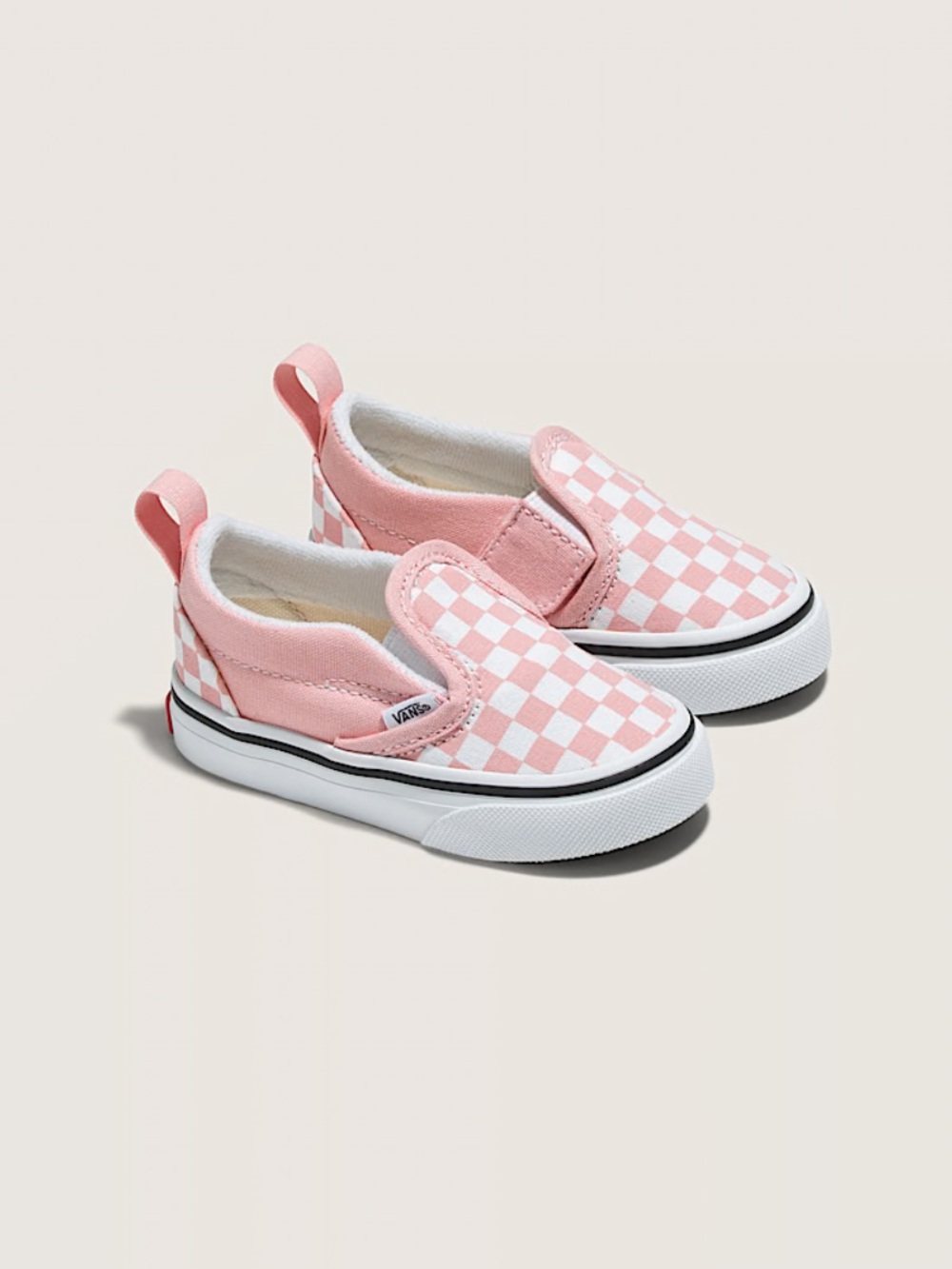 VANS Toddler Classic Slip-On V Checkerboard Shoe, POWDER PINK, 5T